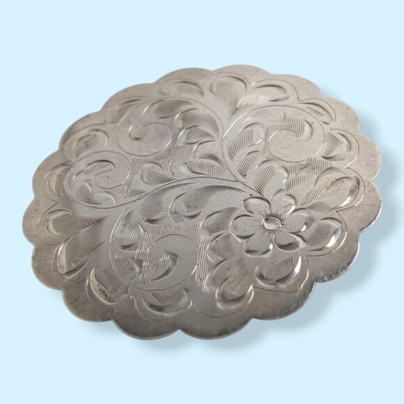 🍁Vintage Forstner Sterling Etched Brooch - Picture 1 of 8